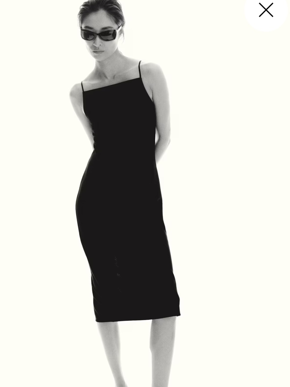 H&M Black Midi Slip Dress with Spaghetti Straps